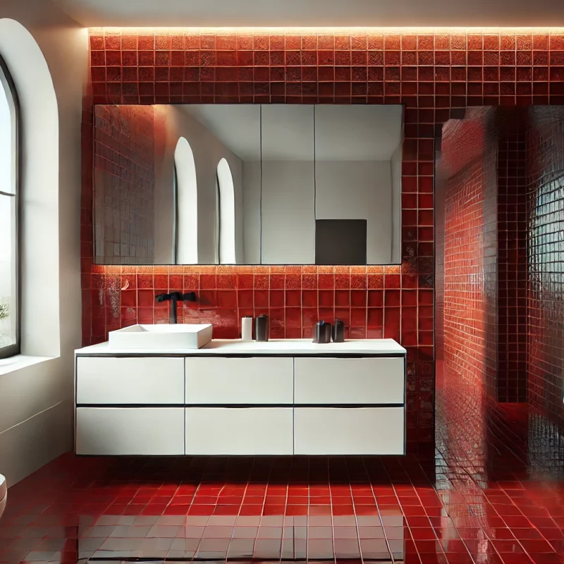 zellige rouge salle de bains