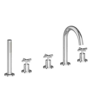 Mélangeur bain-douche 4 trous sur gorge Blink de Newform avec poignée en croix