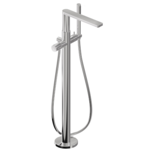 Mitigeur bain-douche sur pied Ionika de Newform avec inverseur et douchette à main