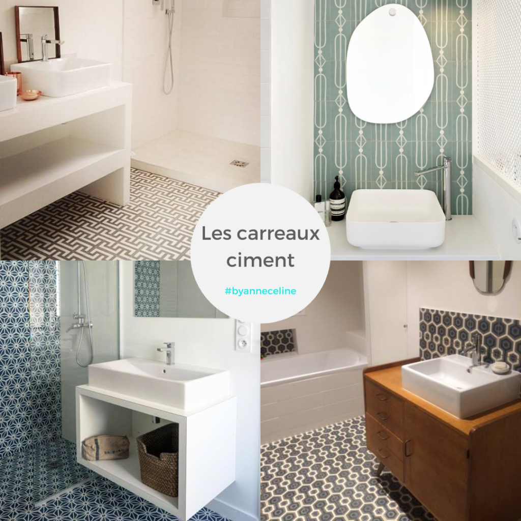 salle de bains contemporaine avec murs et sol en carreaux ciment