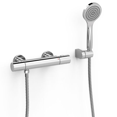 Mitigeur thermostatique mural avec douchette et régulateur de température